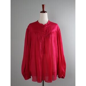 ISABEL MARANT $630 Cotton Silk Gauze Semi Sheer Popover Blouse Top Size 38